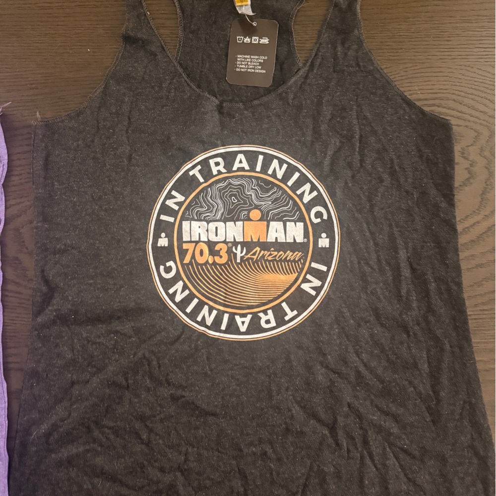 Half Iron Man Charcoal Racerback Tank Top